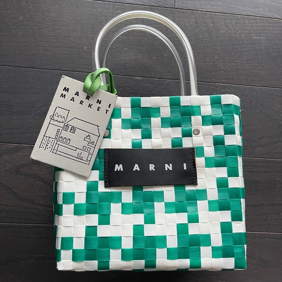 Marni Handbags - MARNI MARKET BASKET BAG IN white green WOVEN MATERIAL
